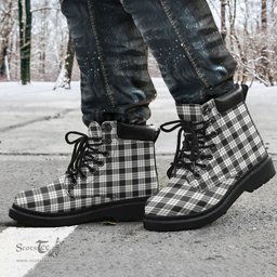ScotsTee Shop Scottish MacFarlane Black White Ancient Clan Tartan All Season Boots