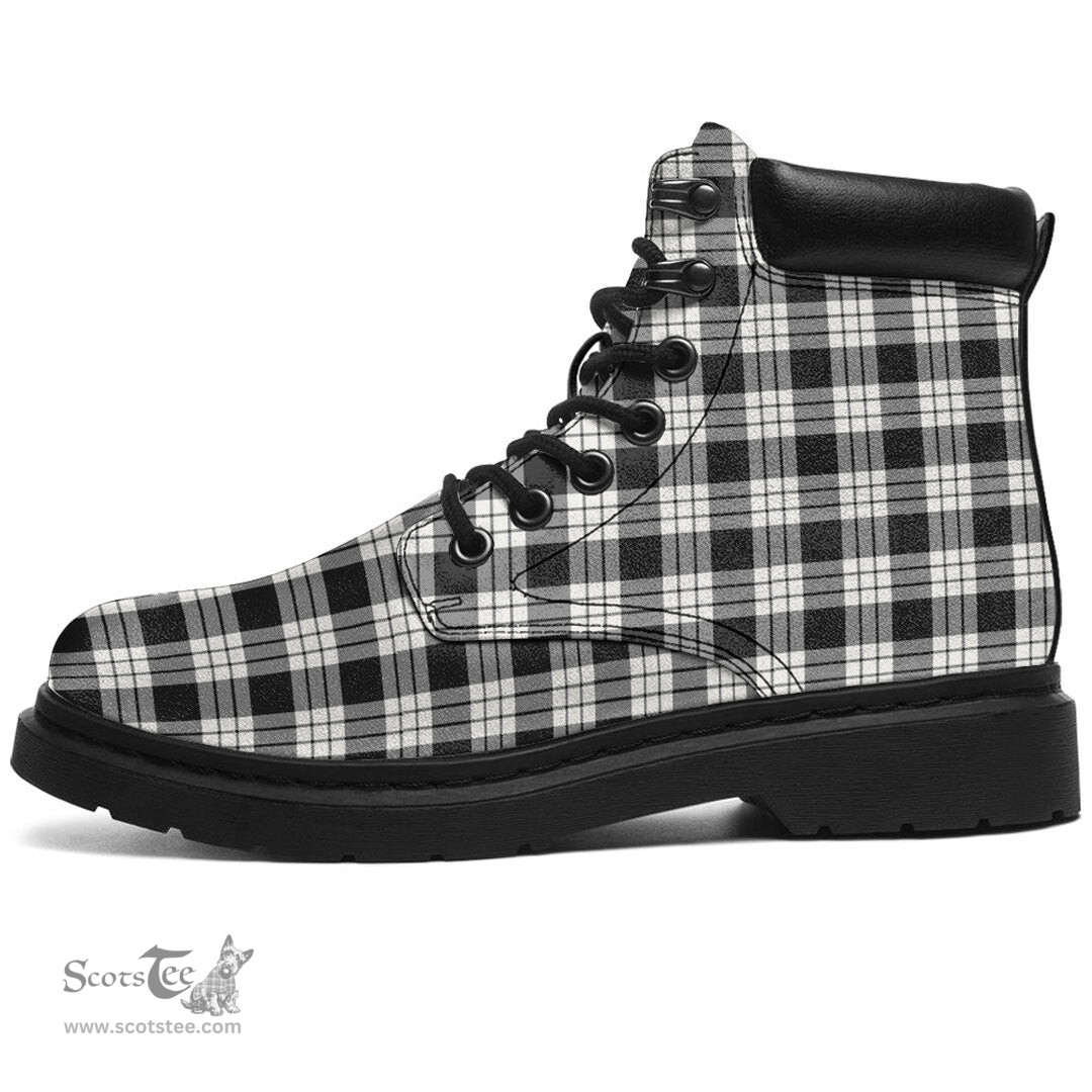 ScotsTee Shop Scottish MacFarlane Black White Ancient Clan Tartan All Season Boots