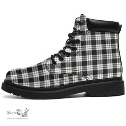 ScotsTee Shop Scottish MacFarlane Black White Ancient Clan Tartan All Season Boots
