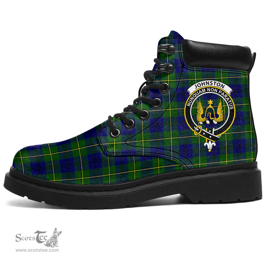 ScotsTee Shop Scottish Johnston Modern Clan Crest Tartan All Season Boots