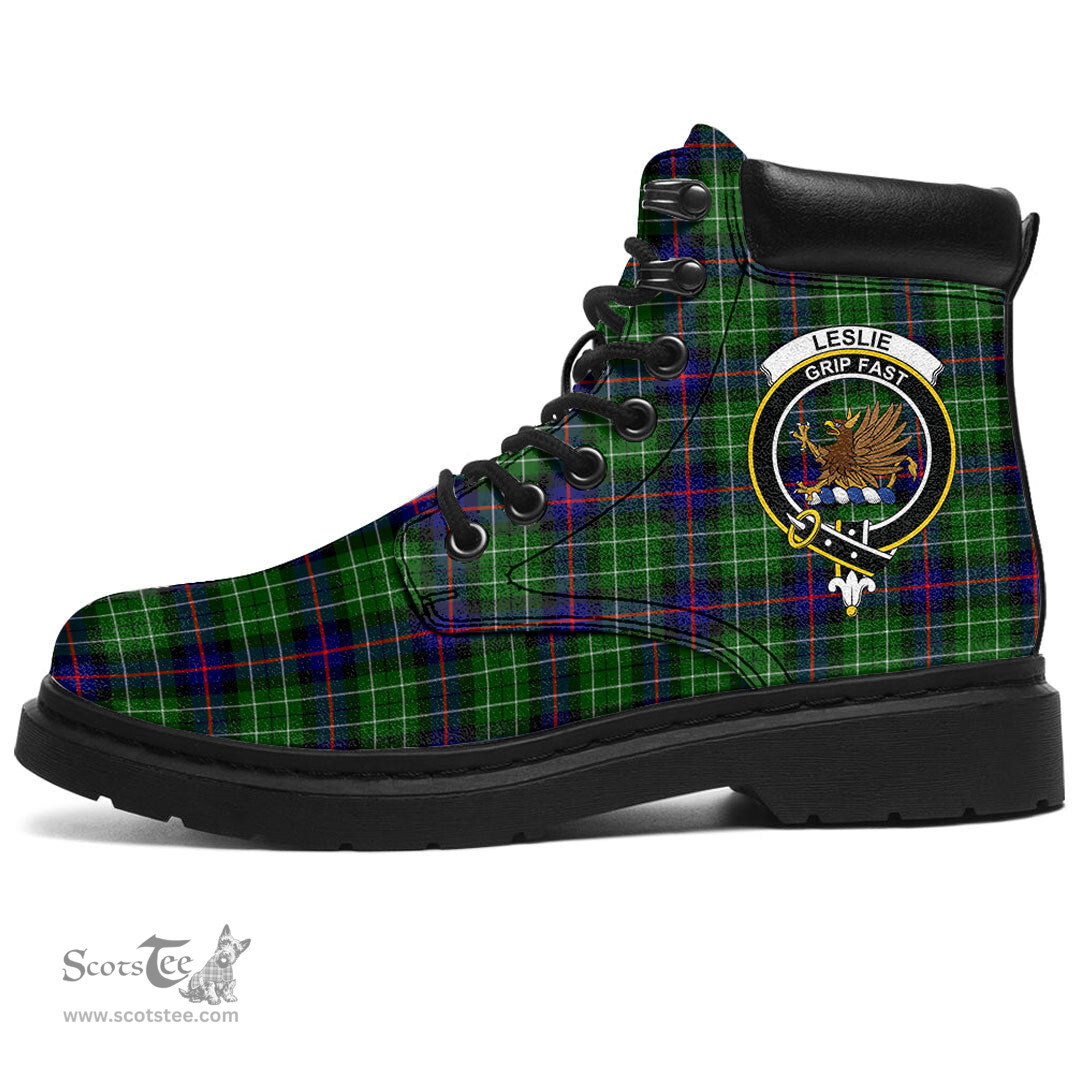ScotsTee Shop Scottish Leslie Hunting Clan Crest Tartan All Season Boots