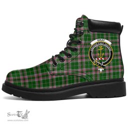ScotsTee Shop Scottish Gray Hunting Clan Crest Tartan All Season Boots