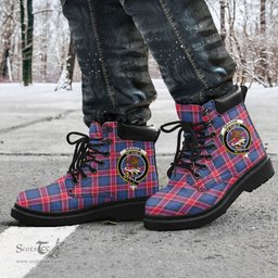 ScotsTee Shop Scottish Graham of Menteith Red Clan Crest Tartan All Season Boots