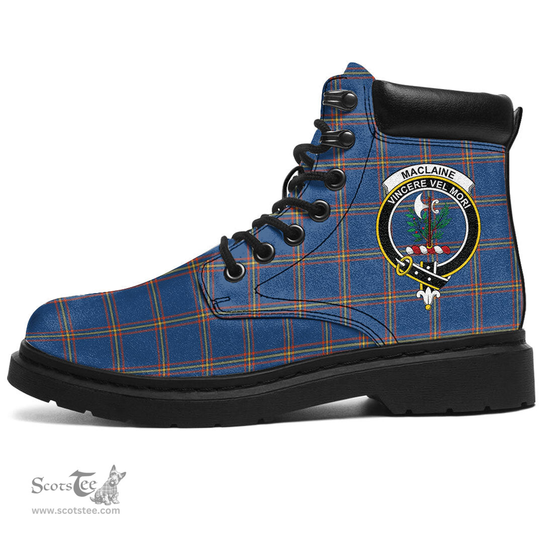 ScotsTee Shop Scottish MacLaine of Loch Buie Hunting Ancient Clan Crest Tartan All Season Boots