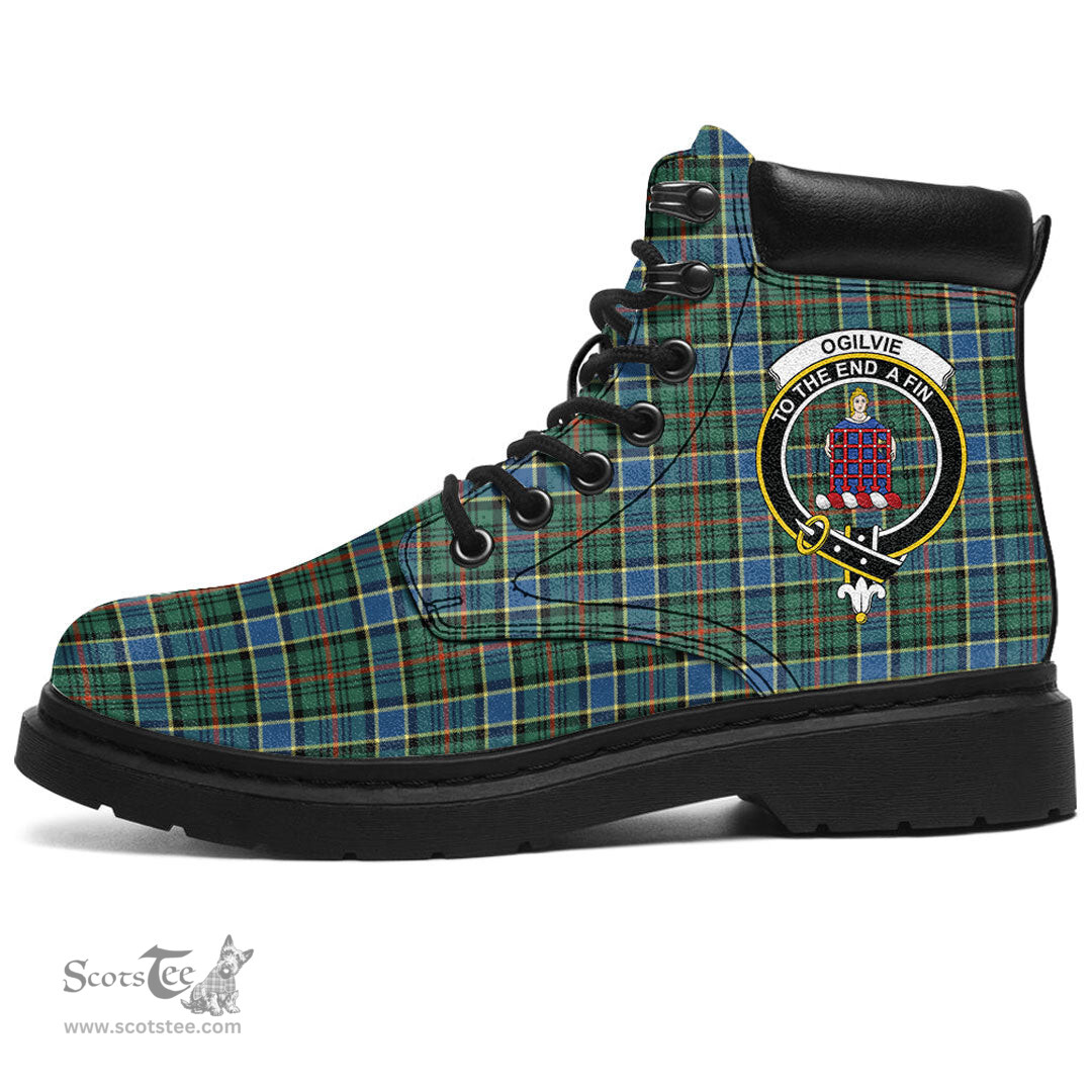 ScotsTee Shop Scottish Ogilvie Hunting Ancient Clan Crest Tartan All Season Boots