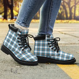 ScotsTee Shop Scottish Stewart Muted Blue Clan Tartan All Season Boots