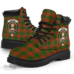 ScotsTee Shop Scottish Menzies Green Modern Clan Crest Tartan All Season Boots