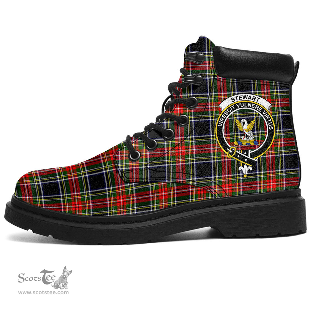 ScotsTee Shop Scottish Stewart Black Clan Crest Tartan All Season Boots
