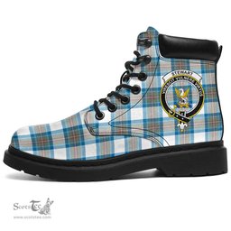ScotsTee Shop Scottish Stewart Muted Blue Clan Crest Tartan All Season Boots