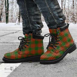 ScotsTee Shop Scottish Menzies Green Modern Clan Tartan All Season Boots