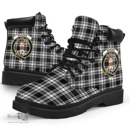 ScotsTee Shop Scottish Menzies Black White Modern Clan Crest Tartan All Season Boots