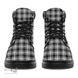 ScotsTee Shop Scottish Menzies Black White Modern Clan Crest Tartan All Season Boots