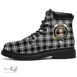 ScotsTee Shop Scottish Menzies Black White Modern Clan Crest Tartan All Season Boots