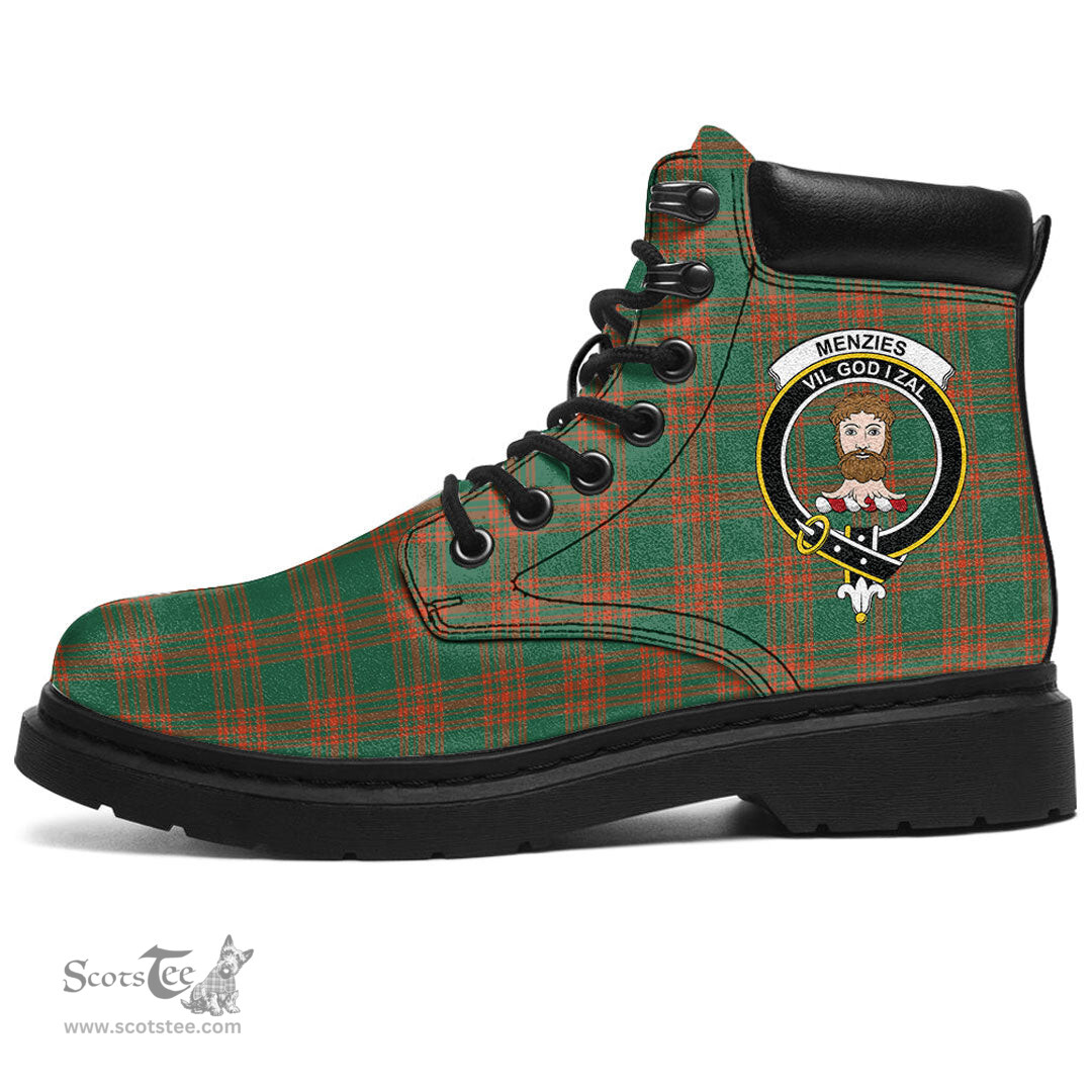 ScotsTee Shop Scottish Menzies Green Ancient Clan Crest Tartan All Season Boots