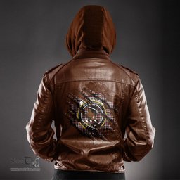 ScotsTee Shop Scottish Borthwick Dress Ancient Clan Crest Tartan Scratch Tartan Leather Jacket