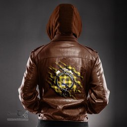 ScotsTee Shop Scottish Barclay Dress Modern Clan Crest Tartan Scratch Tartan Leather Jacket