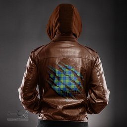 ScotsTee Shop Scottish Barclay Hunting Ancient Clan Tartan Scratch Tartan Leather Jacket
