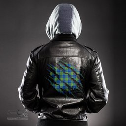 ScotsTee Shop Scottish Barclay Hunting Ancient Clan Tartan Scratch Tartan Leather Jacket