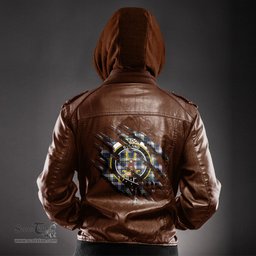 ScotsTee Shop Scottish Gordon Dress Modern Clan Crest Tartan Scratch Tartan Leather Jacket