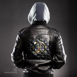 ScotsTee Shop Scottish Gordon Dress Modern Clan Crest Tartan Scratch Tartan Leather Jacket