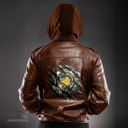 ScotsTee Shop Scottish Campbell Dress Clan Crest Tartan Scratch Tartan Leather Jacket