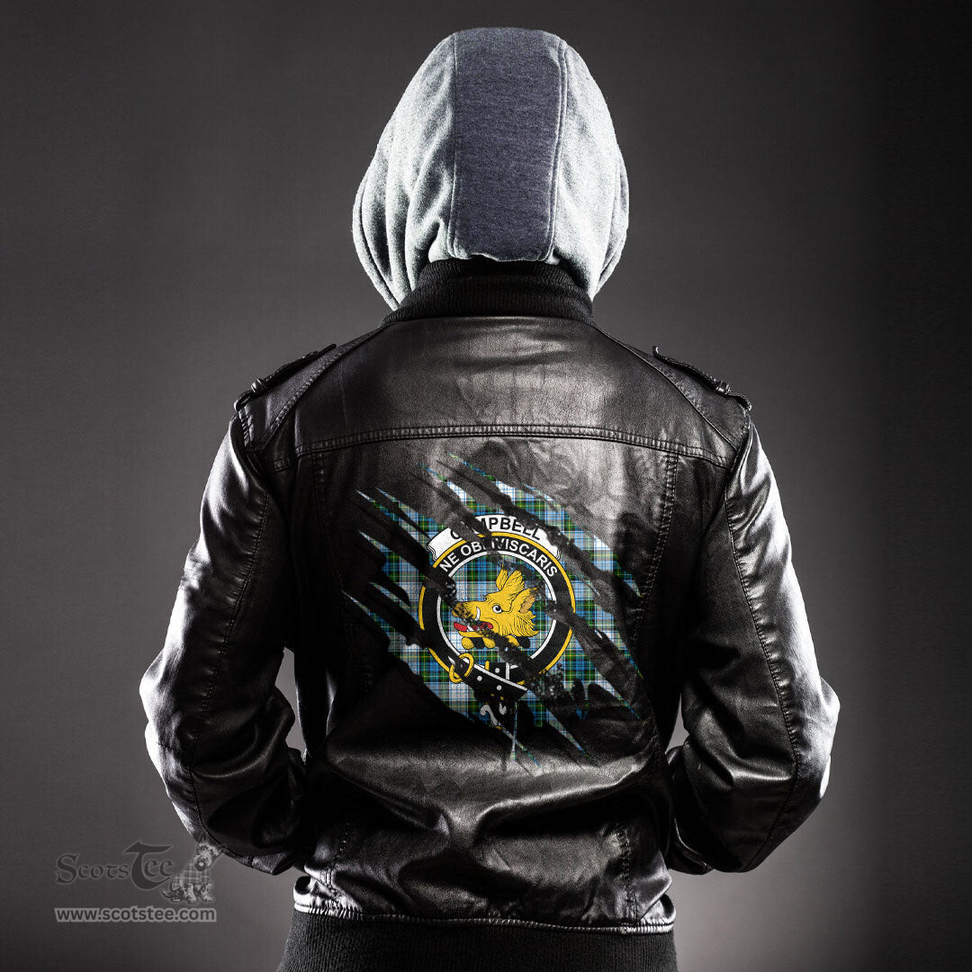 ScotsTee Shop Scottish Campbell Dress Clan Crest Tartan Scratch Tartan Leather Jacket