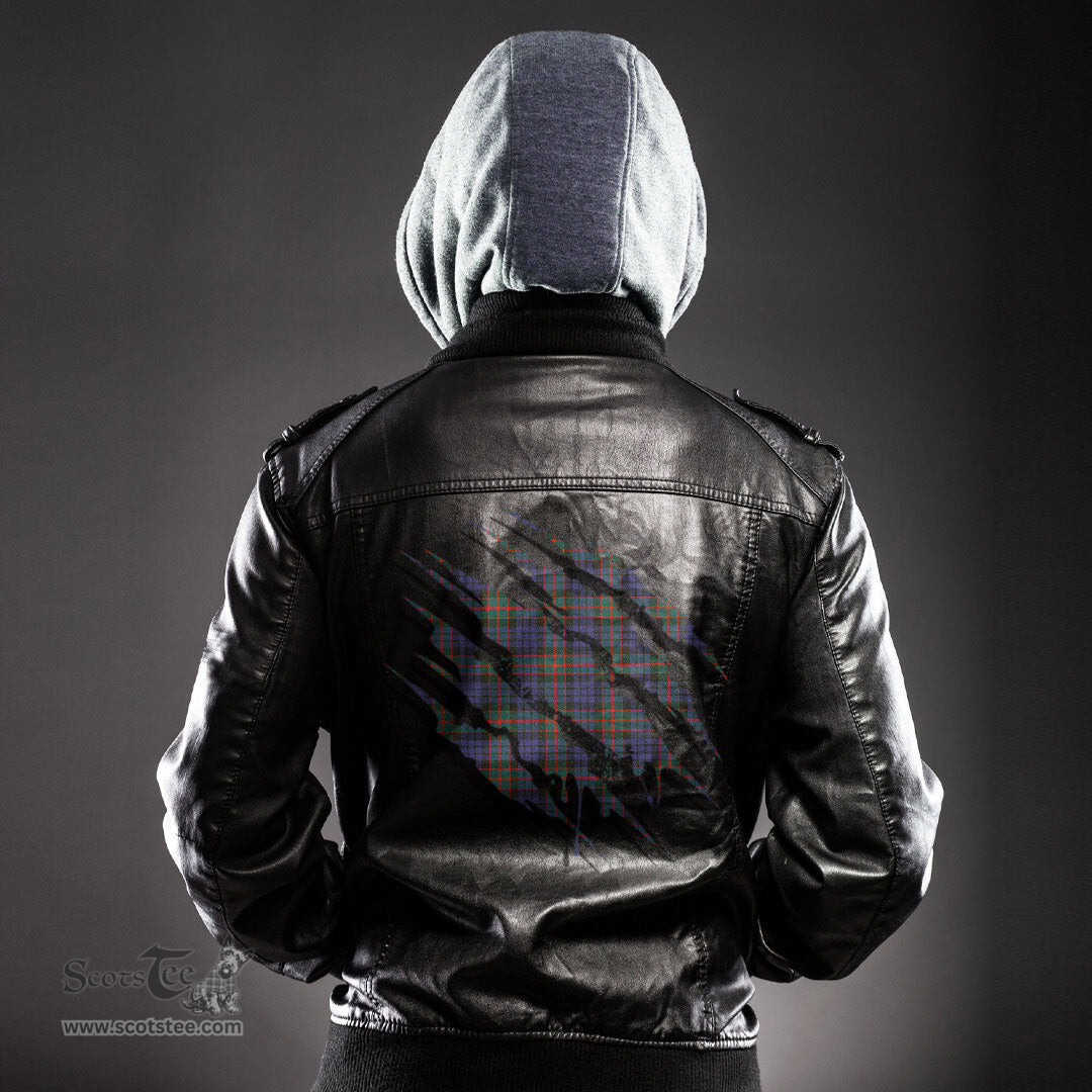 ScotsTee Shop Scottish Fletcher of Dunans Clan Tartan Scratch Tartan Leather Jacket