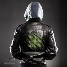 ScotsTee Shop Scottish Cunningham Dress Green Dancers Clan Tartan Scratch Tartan Leather Jacket