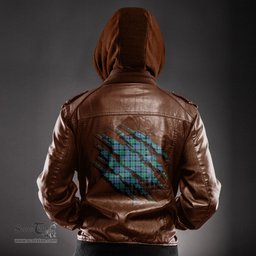 ScotsTee Shop Scottish Campbell of Cawdor Ancient Clan Tartan Scratch Tartan Leather Jacket