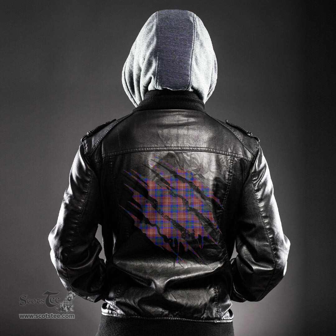 ScotsTee Shop Scottish Chisholm Hunting Modern Clan Tartan Scratch Tartan Leather Jacket