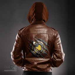 ScotsTee Shop Scottish Campbell Faded Clan Crest Tartan Scratch Tartan Leather Jacket