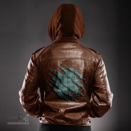 ScotsTee Shop Scottish MacNeill of Colonsay Ancient Clan Tartan Scratch Tartan Leather Jacket