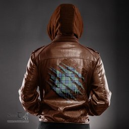 ScotsTee Shop Scottish Leslie Hunting Ancient Clan Tartan Scratch Tartan Leather Jacket