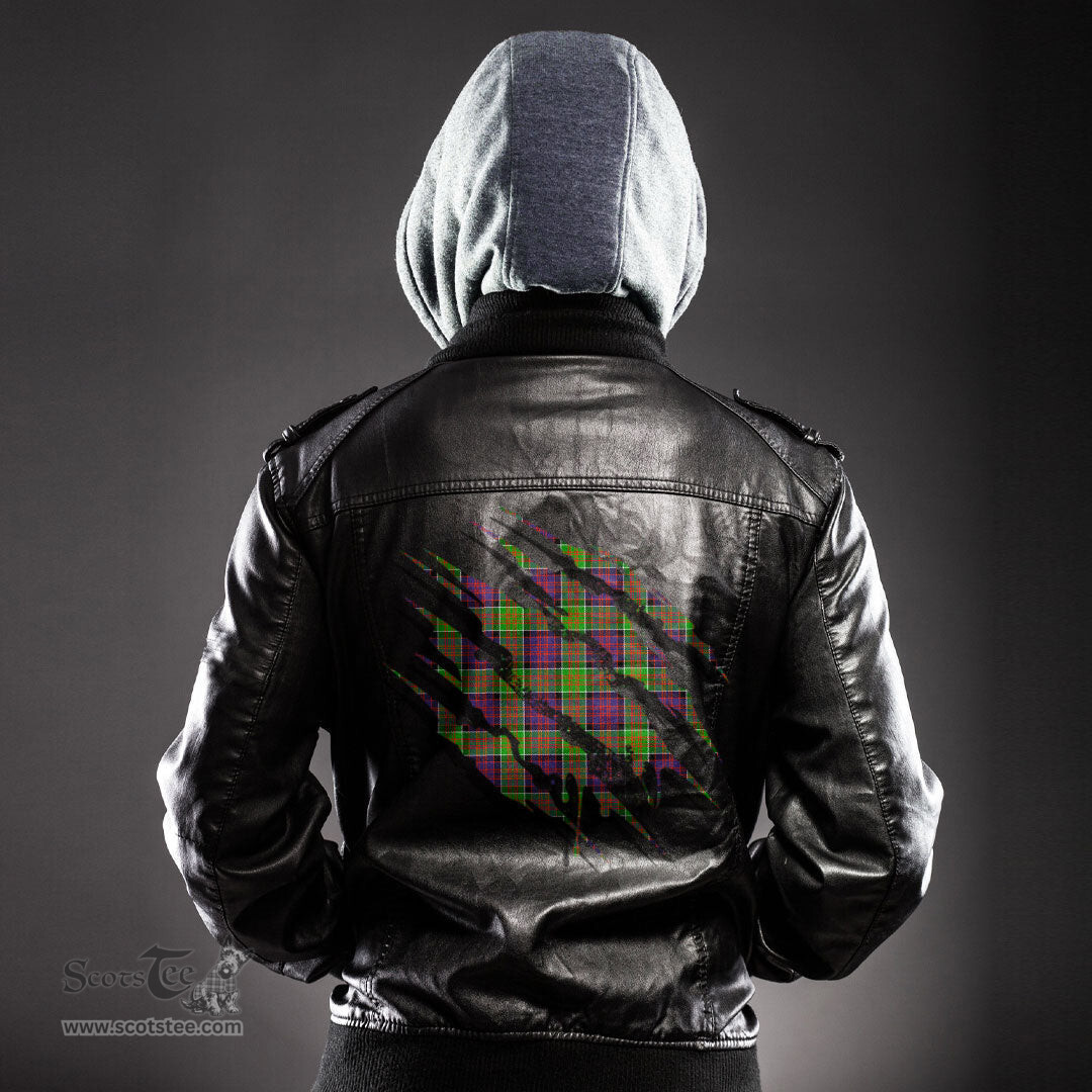 ScotsTee Shop Scottish MacDonald of Clanranald Clan Tartan Scratch Tartan Leather Jacket