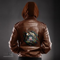 ScotsTee Shop Scottish MacNeil of Colonsay Modern Clan Crest Tartan Scratch Tartan Leather Jacket