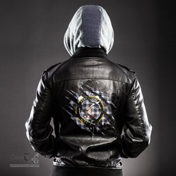ScotsTee Shop Scottish MacRae Dress Modern Clan Crest Tartan Scratch Tartan Leather Jacket