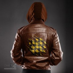 ScotsTee Shop Scottish MacLeod of Lewis Ancient Clan Tartan Scratch Tartan Leather Jacket
