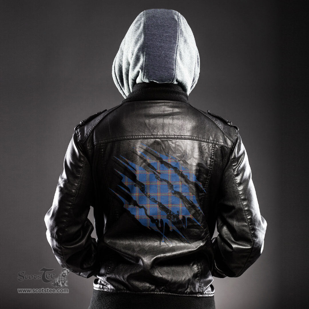 ScotsTee Shop Scottish MacLaine of Loch Buie Hunting Ancient Clan Tartan Scratch Tartan Leather Jacket