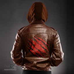 ScotsTee Shop Scottish MacDonnell of Keppoch Modern Clan Tartan Scratch Tartan Leather Jacket
