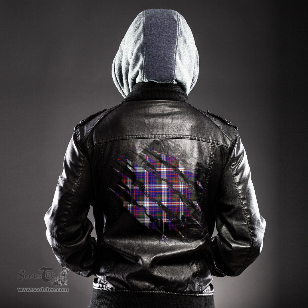 ScotsTee Shop Scottish MacDonald Dress Modern Clan Tartan Scratch Tartan Leather Jacket