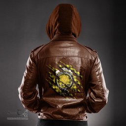 ScotsTee Shop Scottish MacLeod of Lewis Modern Clan Crest Tartan Scratch Tartan Leather Jacket