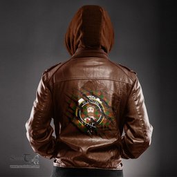 ScotsTee Shop Scottish Menzies Green Modern Clan Crest Tartan Scratch Tartan Leather Jacket