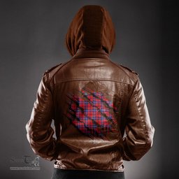 ScotsTee Shop Scottish Wishart Dress Clan Tartan Scratch Tartan Leather Jacket