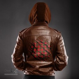 ScotsTee Shop Scottish Stewart of Appin Modern Clan Tartan Scratch Tartan Leather Jacket