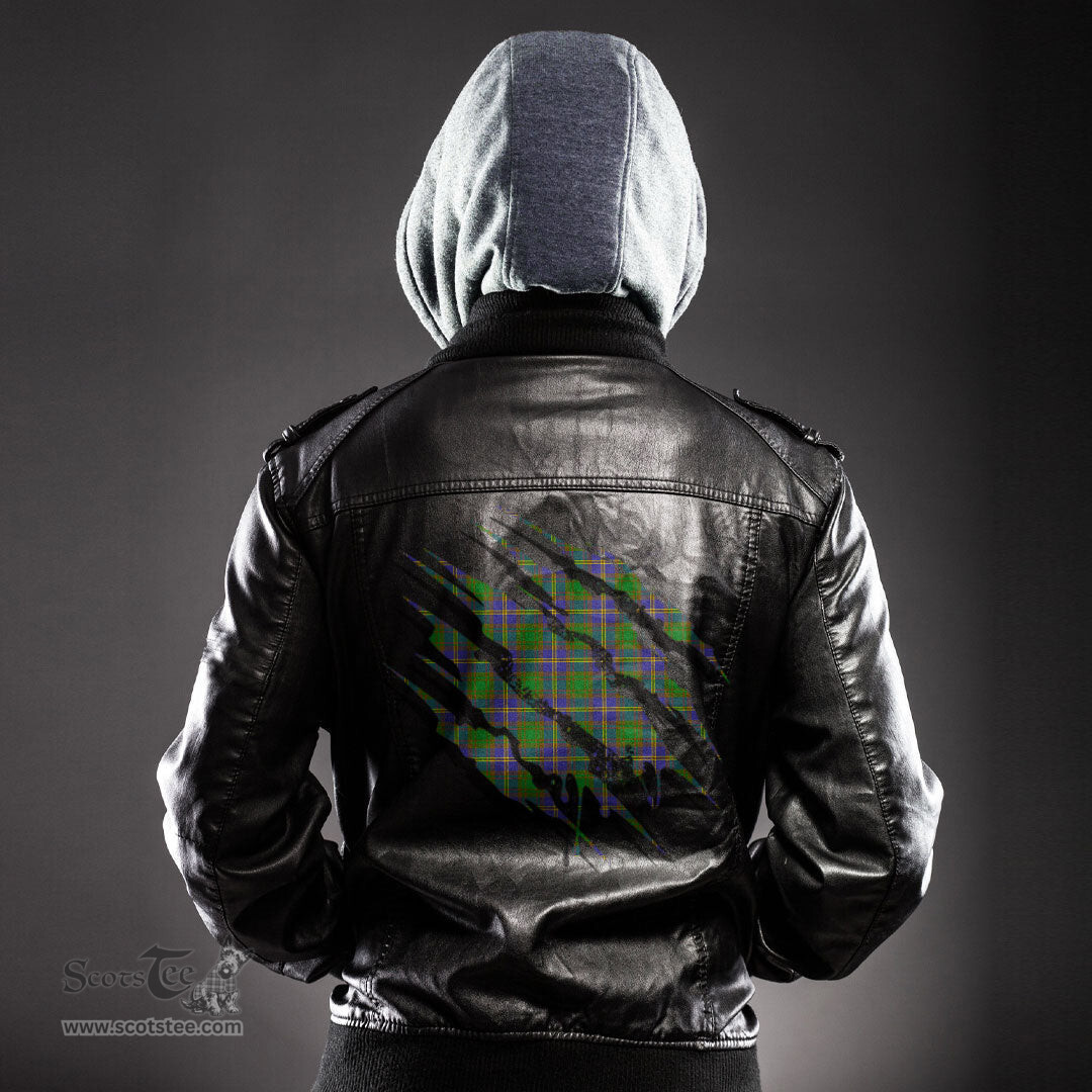 ScotsTee Shop Scottish Strange of Balkaskie Clan Tartan Scratch Tartan Leather Jacket