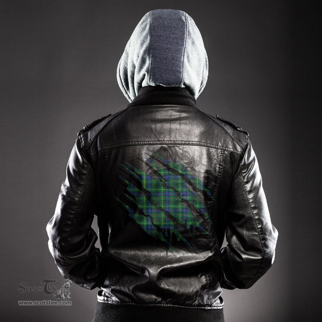 ScotsTee Shop Scottish Stewart Hunting Modern Clan Tartan Scratch Tartan Leather Jacket