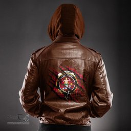 ScotsTee Shop Scottish Murray of Tulloch Modern Clan Crest Tartan Scratch Tartan Leather Jacket