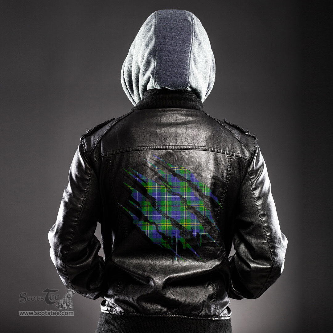 ScotsTee Shop Scottish Turnbull Hunting Clan Tartan Scratch Tartan Leather Jacket