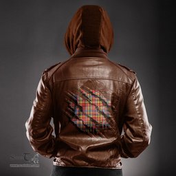 ScotsTee Shop Scottish Ogilvie of Airlie Ancient Clan Tartan Scratch Tartan Leather Jacket