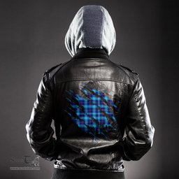 ScotsTee Shop Scottish MacSporran Ancient Clan Tartan Scratch Tartan Leather Jacket